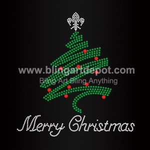 Merry Christmas Letters Iron On Rhinestone Heat Transfers